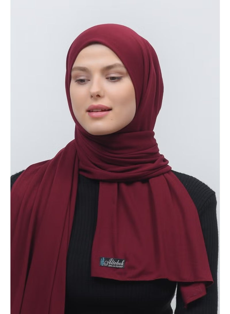 Altobeh Hijab Combed Cotton Shawl Plain-Dark Claret Red - Image 2